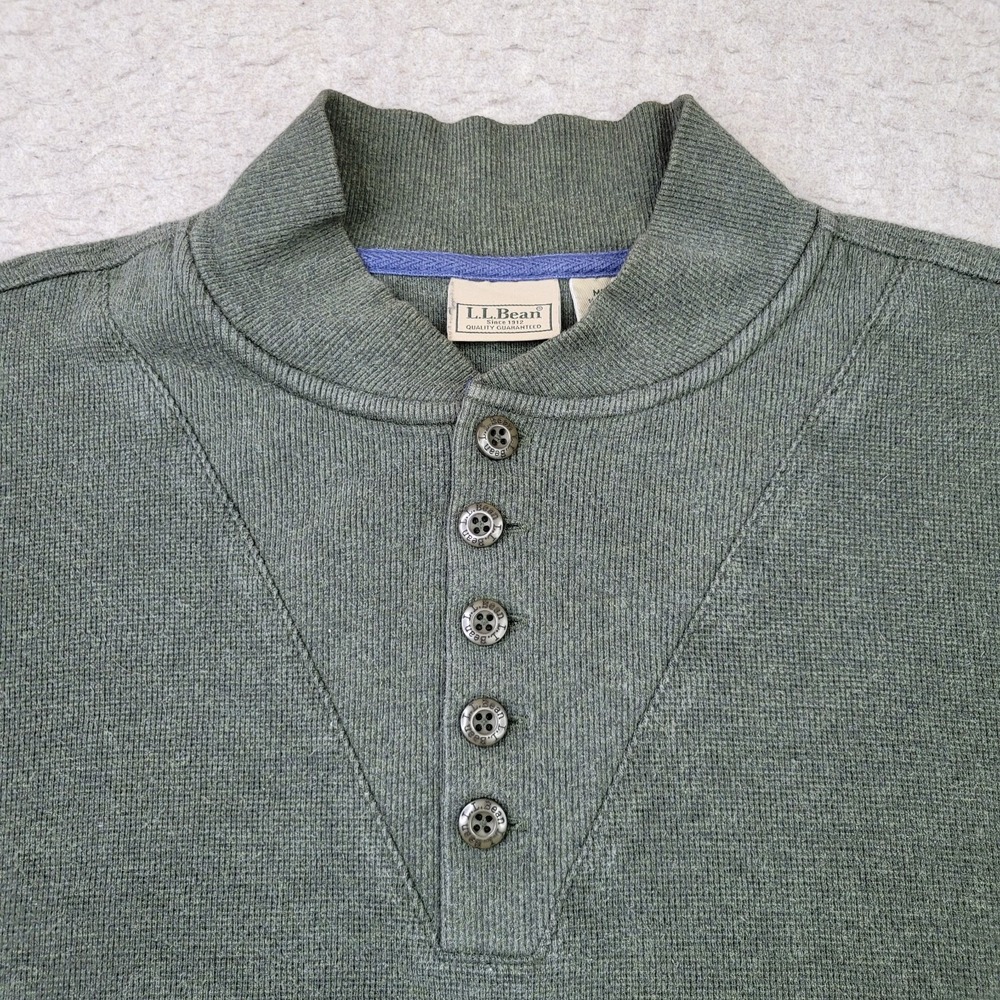 LL Bean Pullover Sweater Mens LT Large Tall Hunter Green Waffle Knit O BKF3 - Picture 3 of 9